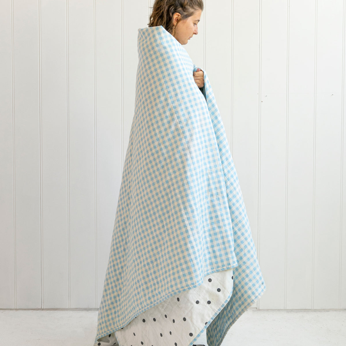 BABY BLUE GINGHAM GINGHAM BEDSPREAD CASTLE