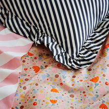 LICORICE PINSTRIPE RUFFLE CUSHION