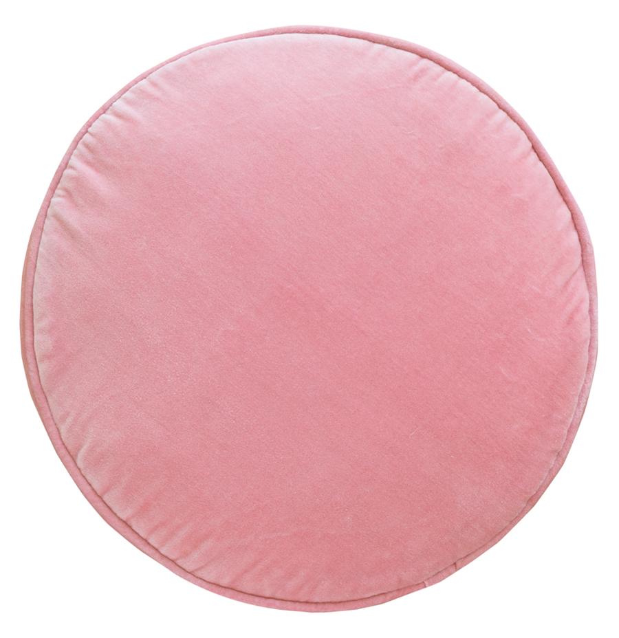 BABY PINK VELVET PENNY ROUND CUSHION BY CASTLE