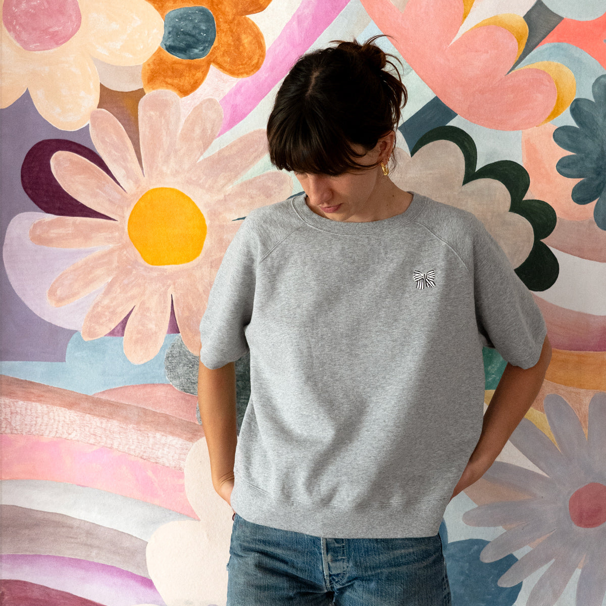 RIBBON SHORT SLEEVE SWEATER – CASTLE