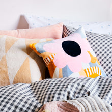 CHARCOAL GINGHAM COT FITTED SHEET