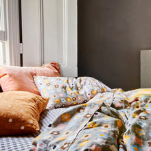 CHARCOAL GINGHAM COT FITTED SHEET