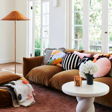 BLACK STRIPE VELVET ROUND CUSHION