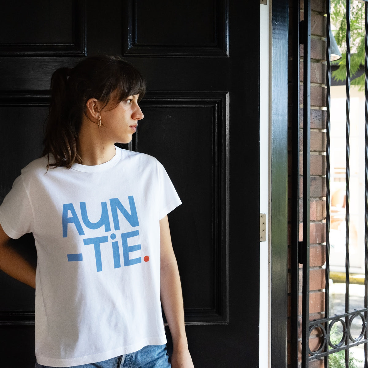 Auntie T-Shirt For Women - Rainbow Love Letter Print Casual Short Sleeve Tee
