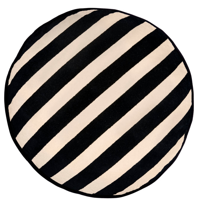 BLACK STRIPE VELVET ROUND CUSHION