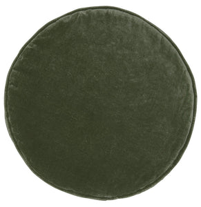 OLIVE VELVET PENNY ROUND CUSHION