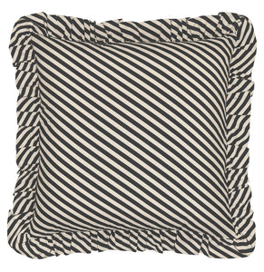 LICORICE PINSTRIPE RUFFLE CUSHION