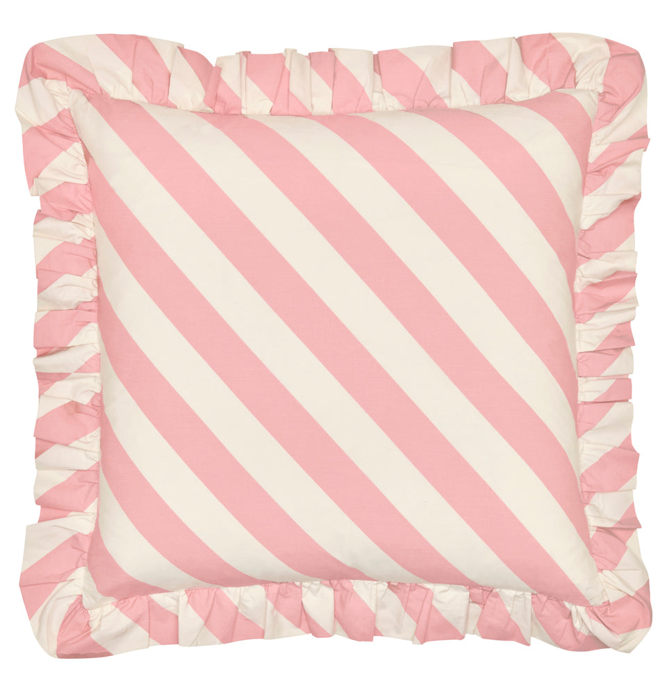 PEONY STRIPE RUFFLE CUSHION