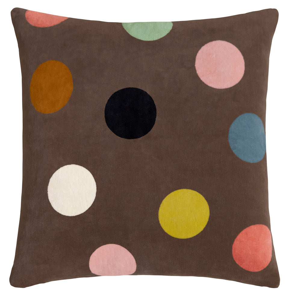 CHOCOLATE PARTY SPOT VELVET CUSHION
