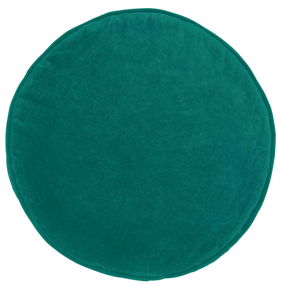 TEAL VELVET PENNY ROUND CUSHION