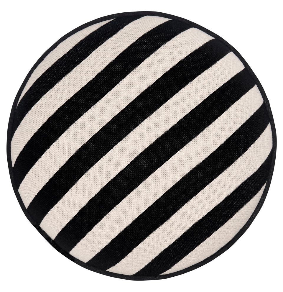 BLACK STRIPE KNIT ROUND CUSHION