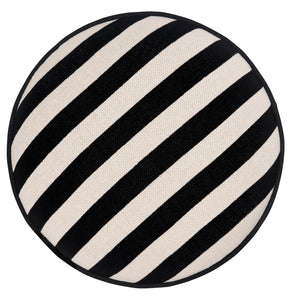 BLACK STRIPE KNIT ROUND CUSHION