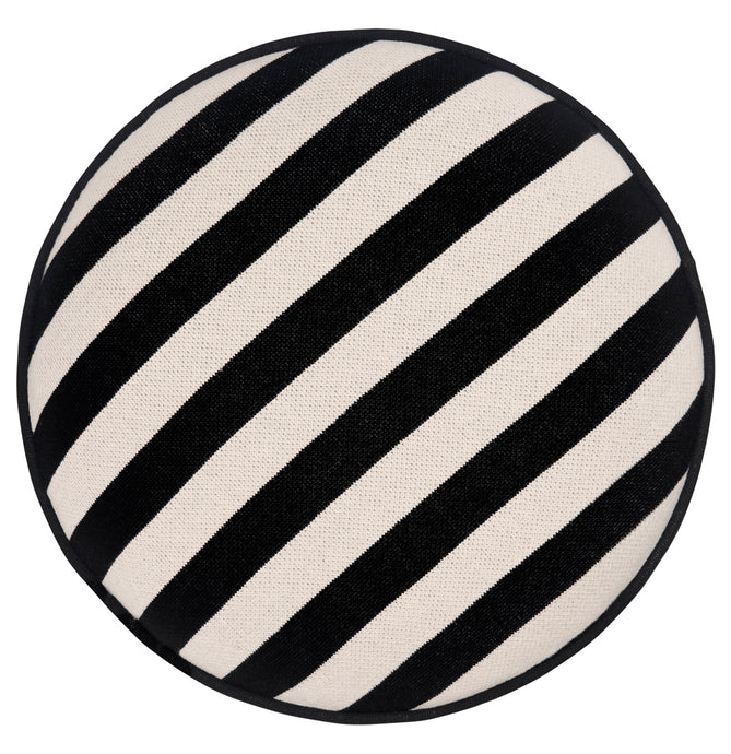BLACK STRIPE KNIT ROUND CUSHION