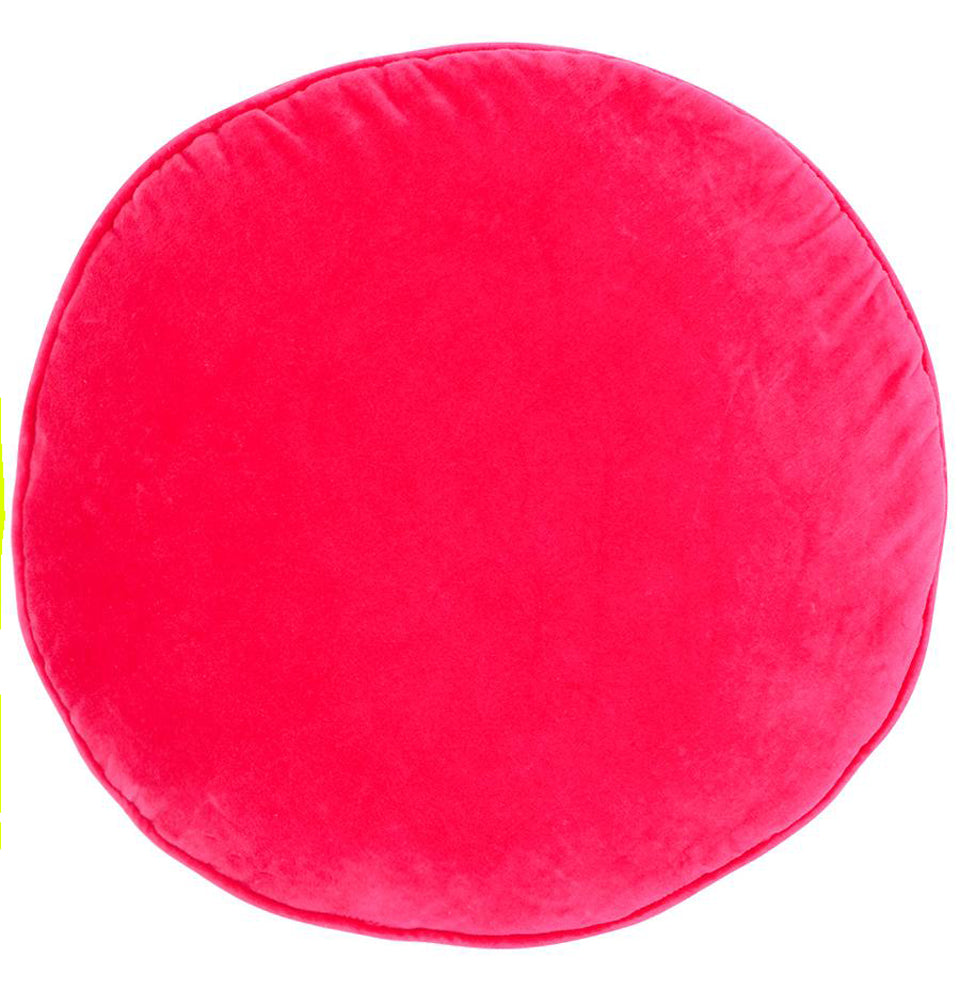 PINK VELVET PENNY ROUND CUSHION