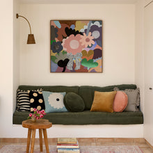 OLIVE VELVET PENNY ROUND CUSHION