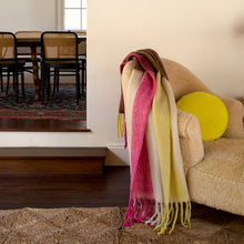 Mohair wool blend 4 colour blanket with 20cm tassels