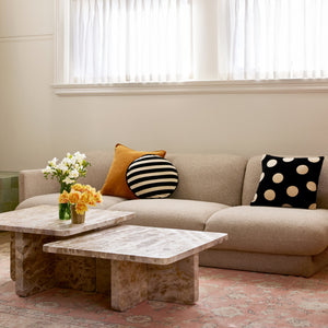 BLACK STRIPE VELVET ROUND CUSHION