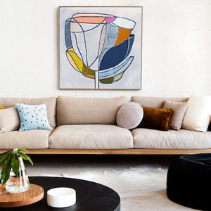Velvet cushions on sofa by Castle