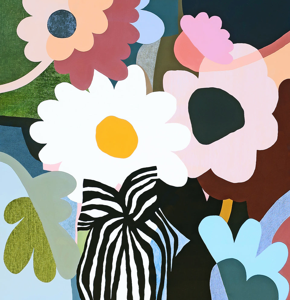 Big Posy painting by Rachel Castle. 1220mm w x 1250mm h
