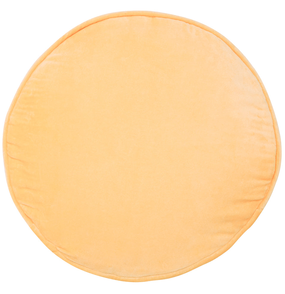 BANANA VELVET PENNY ROUND CUSHION BY CASTLE