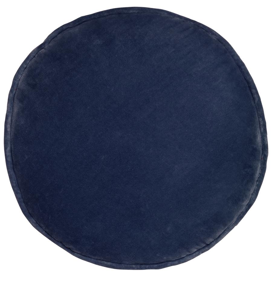 FRENCH NAVY VELVET PENNY ROUND CUSHION BY CASTLE