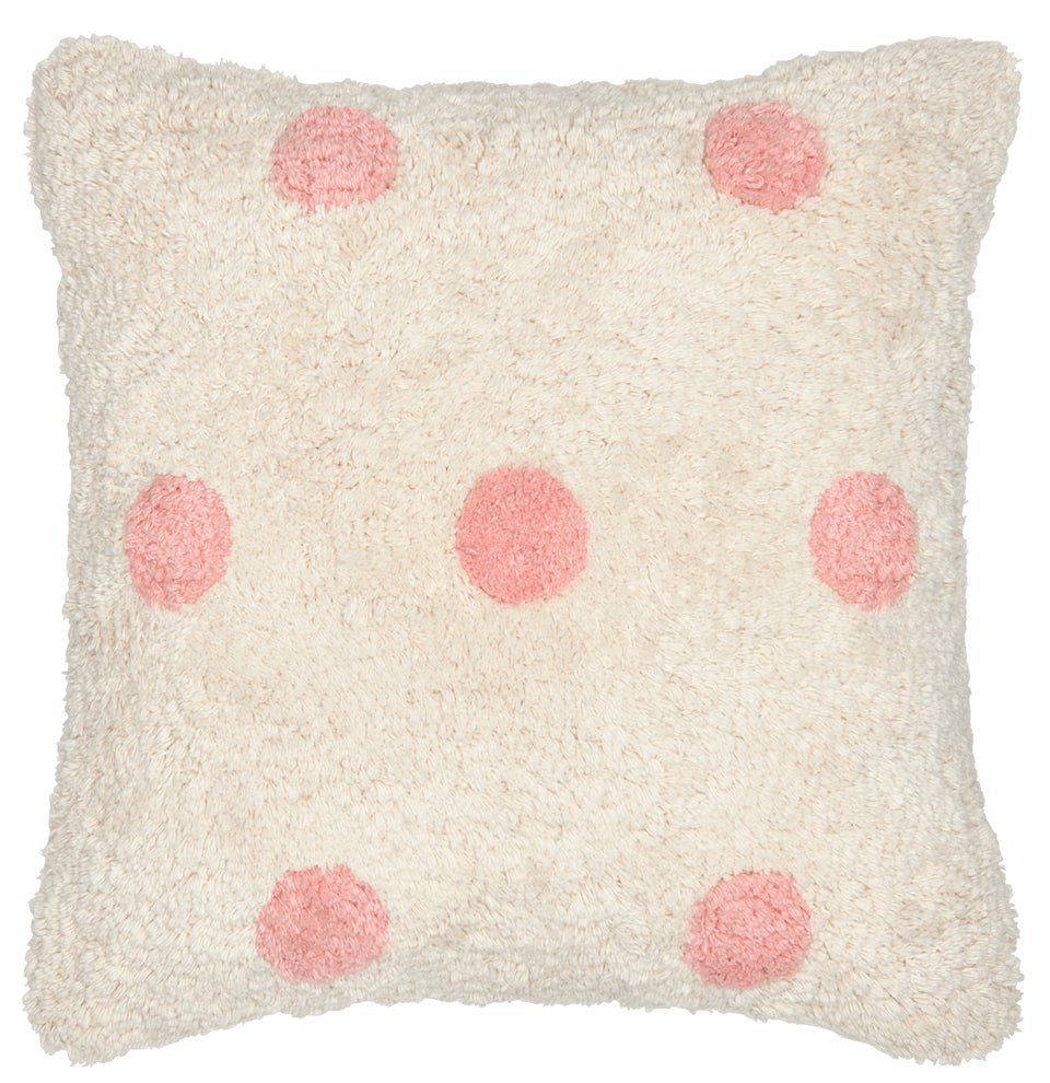 PINK SPOT SHAG CUSHION BY CASTLE