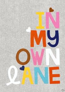 IN MY OWN LANE ART TEATOWEL BY CASTLE