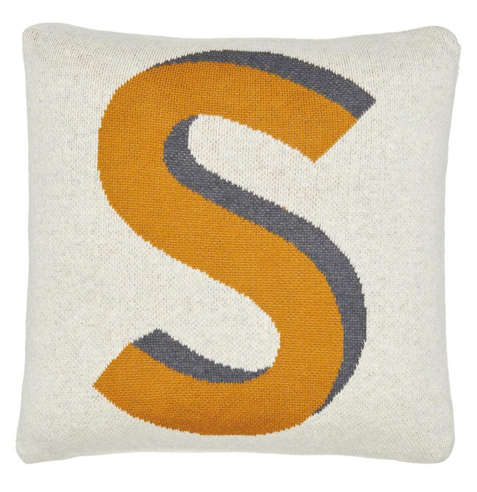 LETTER S MINI KNIT CUSHION BY CASTLE