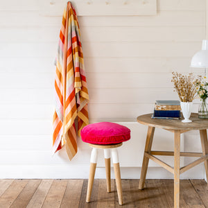 PINK VELVET PENNY ROUND CUSHION