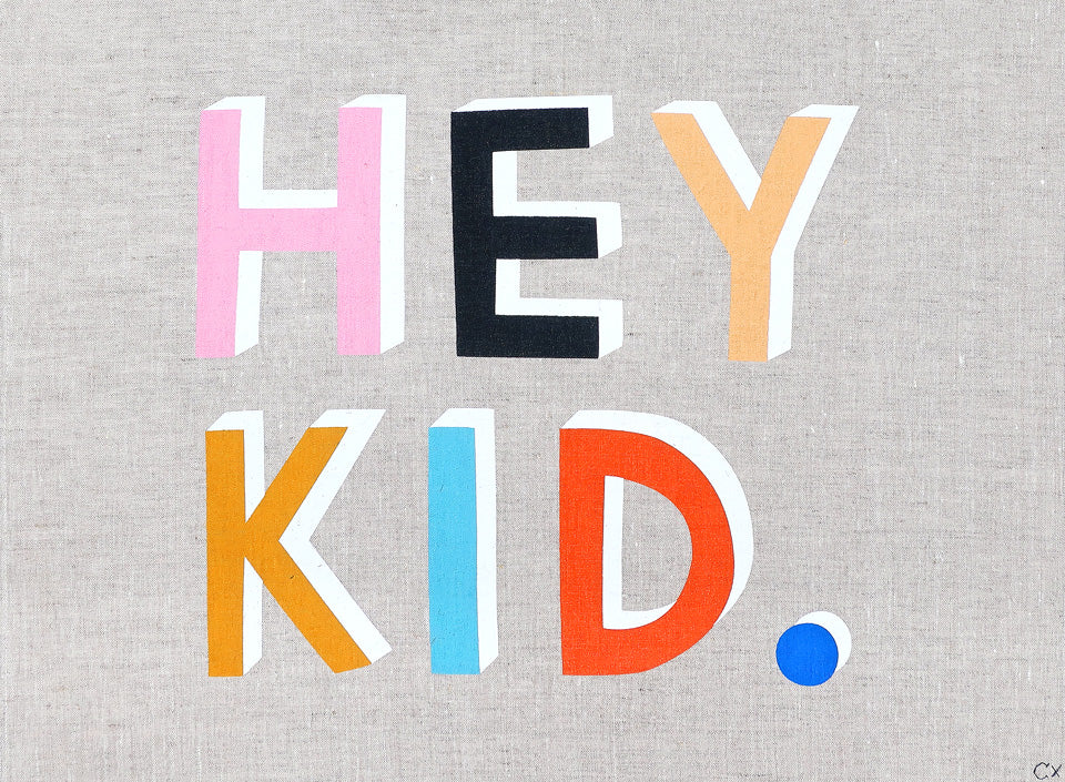 HEY KID ART TEATOWEL BY CASTLE
