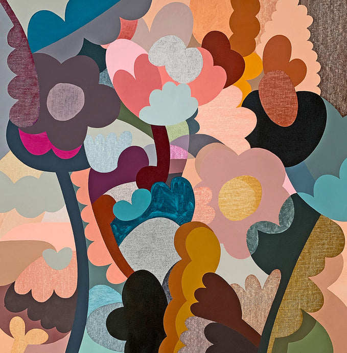 Jumble Garden 4 painting by Rachel Castle. 1000mm w x 1000mm h