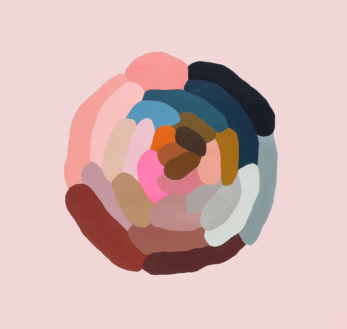 Little Peony 1 painting by Rachel Castle. 630mm w x 630mm h