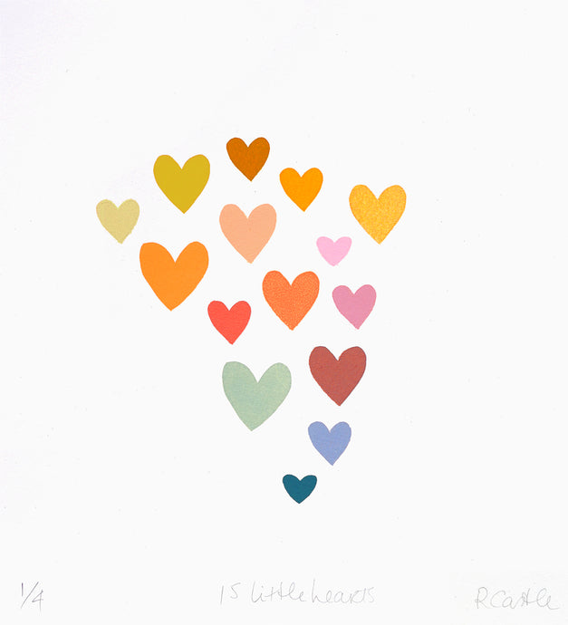 15 LITTLE PRINTED HEARTS
