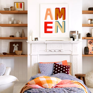 NAVY GINGHAM QUILT COVER