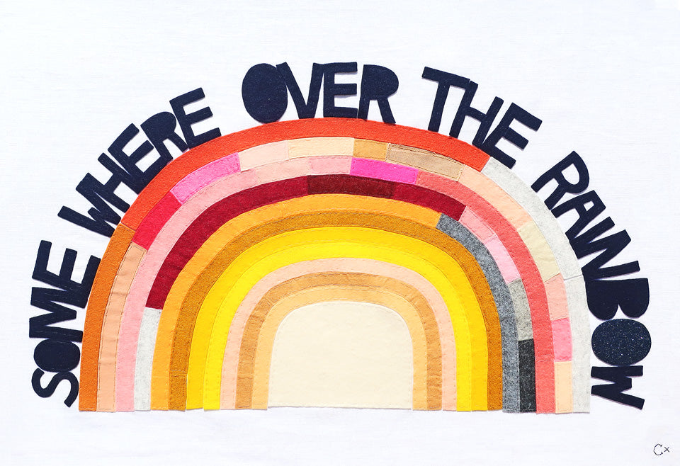 Somewhere Over the Rainbow Embroidery by Rachel Castle. 790mm w x 540mm h